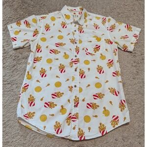 VSTR Fried Chicken Waffles Shirt Mens‎ Small White Novelty Print Button Down SS